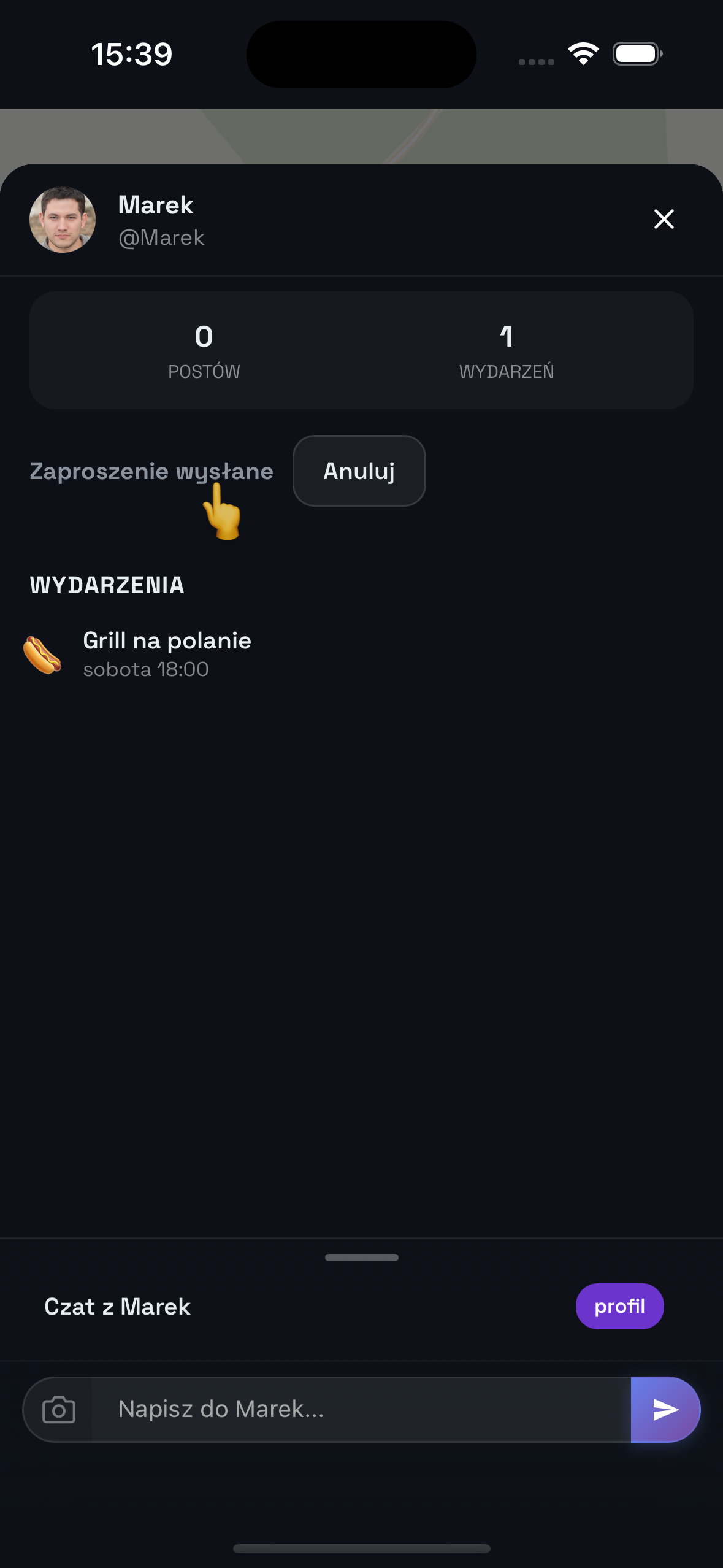 Zrzut ekranu: profil sąsiada z przyciskiem Dodaj do znajomych